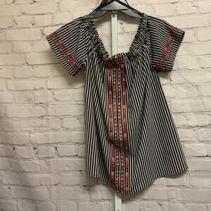 ANTHROPOLOGIE - THML - Stripe and Floral Off the Shoulder Blouse